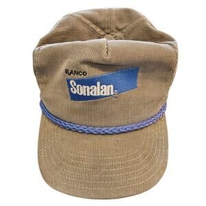 Elanco Sonalan Corduroy Hat Cap Gray Adult Used Mesh Snapback Vtg Usa